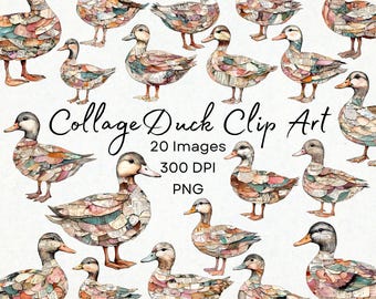 Printable Duck Junk Journal Clipart Collage Printables, Duck PNG File Scrapbooking Clipart, Mixed Media Collage Downloadable PNG and JPG