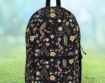 Wildflower Backpack Carry On Travel Bag Aesthetic Backpack Wildflower Laptop Backpack Practical Gift Flower Backpack Floral Print Book Bag