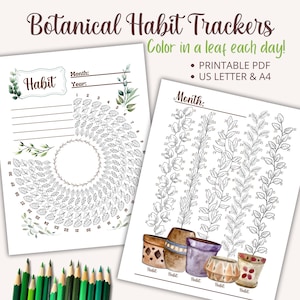PDF Printable Tracker Bundle, Downloadable Tracker Habit Coloring Page, Productive Habit Task Tracker Page, Daily Habit Tracker PDF Download