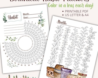 PDF Printable Tracker Bundle, Downloadable Tracker Habit Coloring Page, Productive Habit Task Tracker Page, Daily Habit Tracker PDF Download