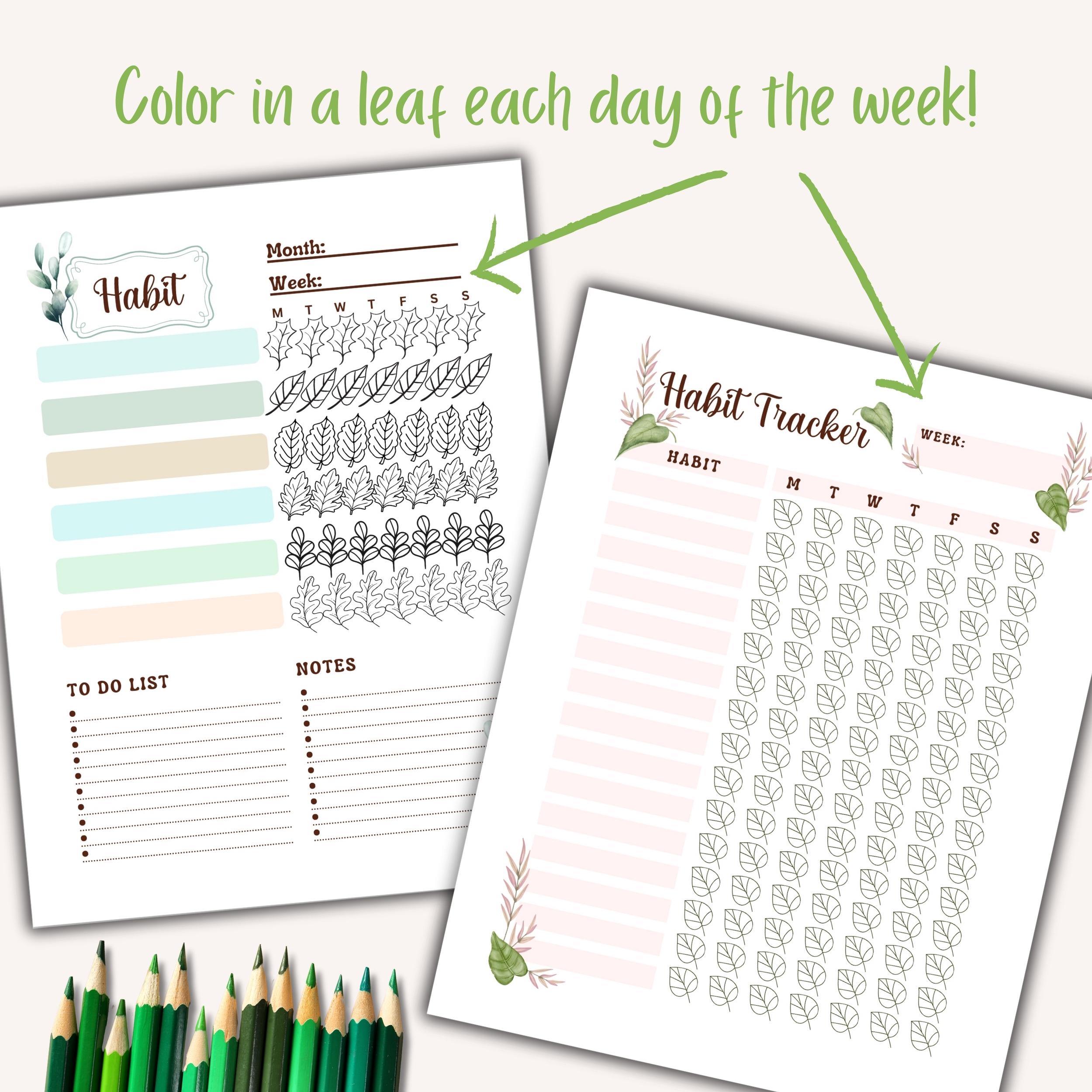 PDF Printable Tracker Bundle, Downloadable Tracker Habit Coloring Page ...