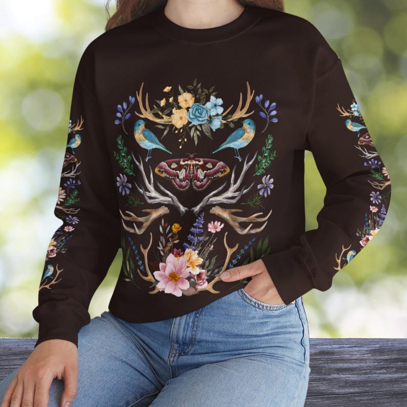 Wildflower Cottagecore Moth Lover Apparel, Forest Core Style Sweatshirt ...