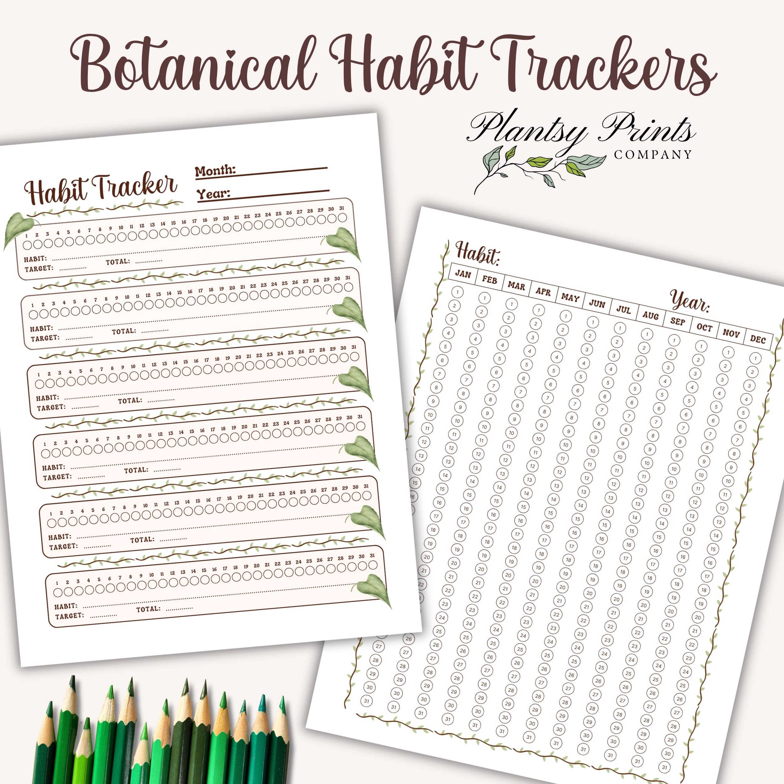 PDF Printable Tracker Bundle, Downloadable Tracker Habit Coloring Page ...