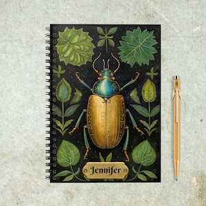 Beetle Notebook Ruled Pages Notebook Beetle Aesthetic Insect Notebook Personalized Notebook Beetle Stationary Practical Gift Under 20 Dollar