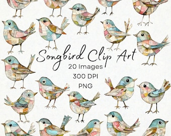 Imágenes prediseñadas de aves para scrapbooking, imágenes prediseñadas de diario en técnica mixta, imágenes prediseñadas de aves en acuarela para manualidades, imágenes prediseñadas de aves digitales en técnica mixta