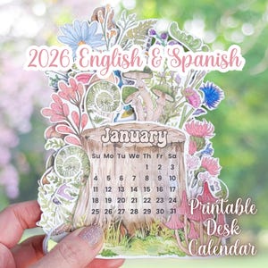 2026 Stackable Desk Calendar Gift, Transparent PNG Calendar, Printable Desk Calendar, PDF Mini Desk Calendar With Stand, 2026 Calendar PNG