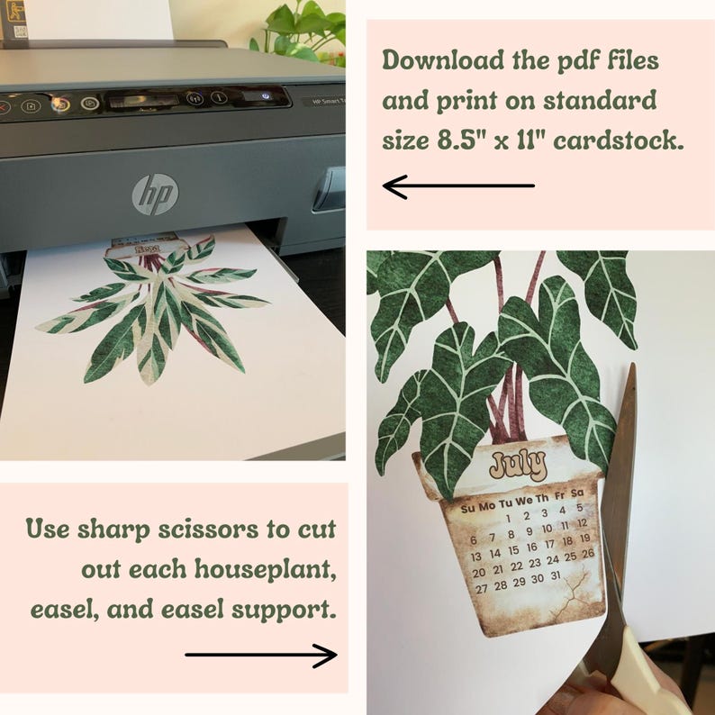 Houseplant 2026 Printable Desk Calendar, Downloadable 2026 Calendar, 2026 Transparent PNG Calendar, Downloadable PDF Printable Calendar PNG image 8