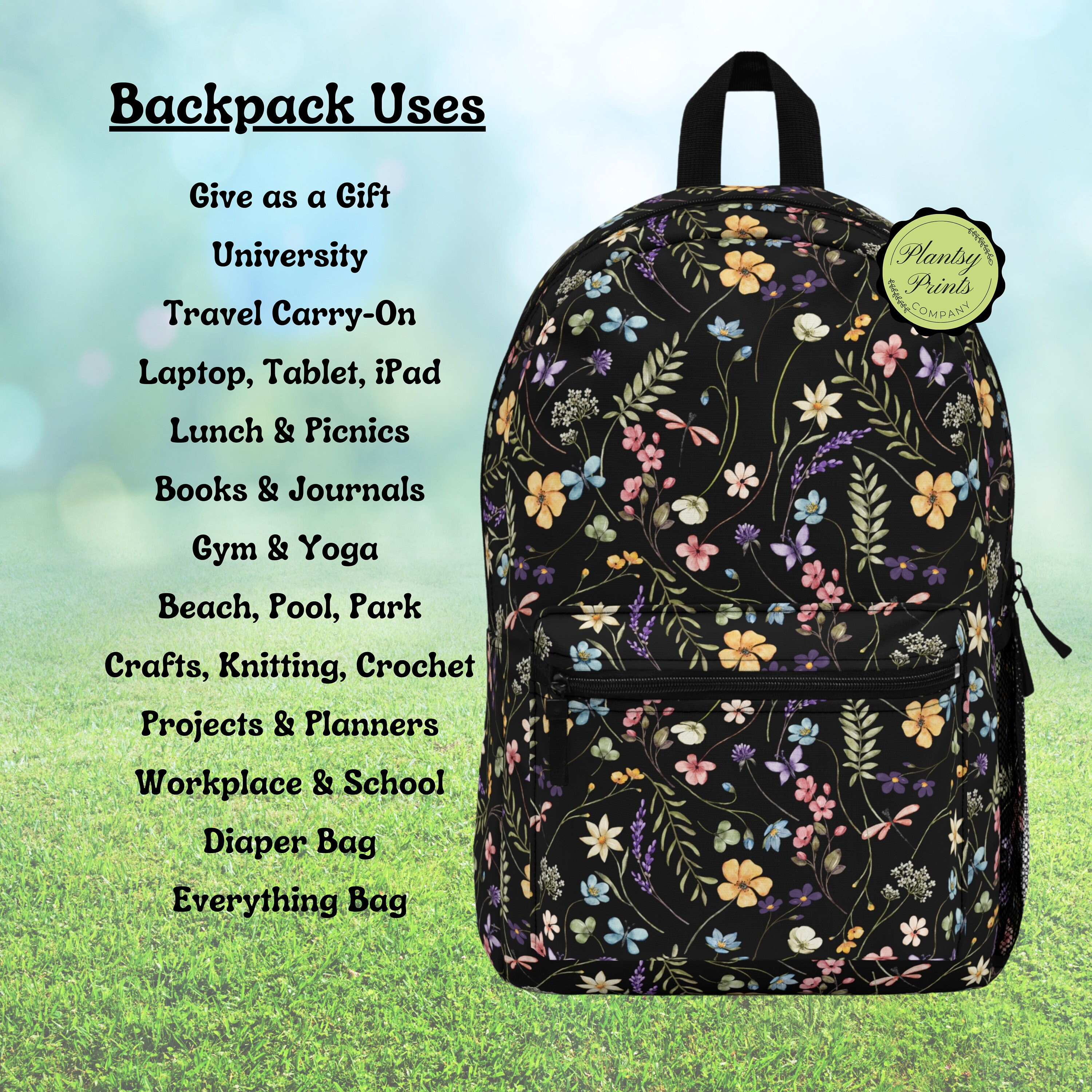 2565 Backpack Daypack Rucksack Corduroy Large Floral Everyday Cute Travel Patchwork Corduroy Backpack with Mountain Embroidered  main image 3