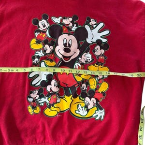 Vintage Walt Disney Mickey Mouse Red Crew Sweatshirt USA 80s Large Velva Sheen image 3