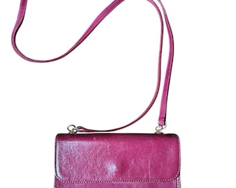 Vintage Furla Mini Red Leather Crossbody Bag Shoulder Purse Italy Handbag
