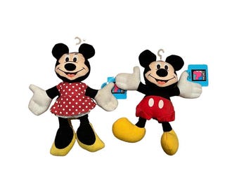 DISNEY 1995 Applause Bean Bag Doll Pair Mickey & Minnie Mouse Plush Toy