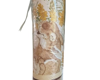 NOS 70's Vintage Wallpaper Rabbits Flowers Home Decor Wall Mural Full Roll 42'