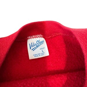Vintage Walt Disney Mickey Mouse Red Crew Sweatshirt USA 80s Large Velva Sheen image 2