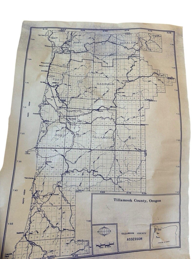 Vintage Tillamook County Assessor Map Undated Oregon PNW Coast Forest ...