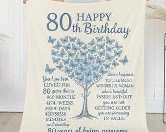 Personalized 80th Birthday Gifts for Women Blanket - Best Gifts for 80 Year Old Woman - 1945 Birthday Gifts for Women - 80th Birthday Gift