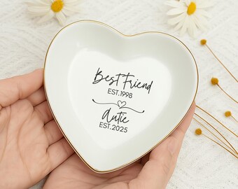 Auntie Pregnancy Announcement Gift: Ceramic Heart Jewelry Tray