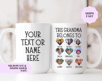 Personalized Grandma Photo Mug, This Grandma Belongs To Mug, Custom Name Coffee Mug, Grandma Gift from Grandkids, Mother’s Day Grandma Mug