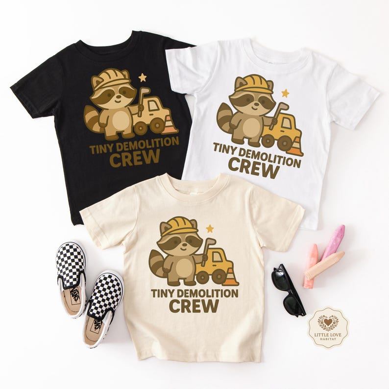 Kid Crew Raccon Tiny Demolition Crew Raccoon Onesie® | Cute Construction Baby Bodysuit ...