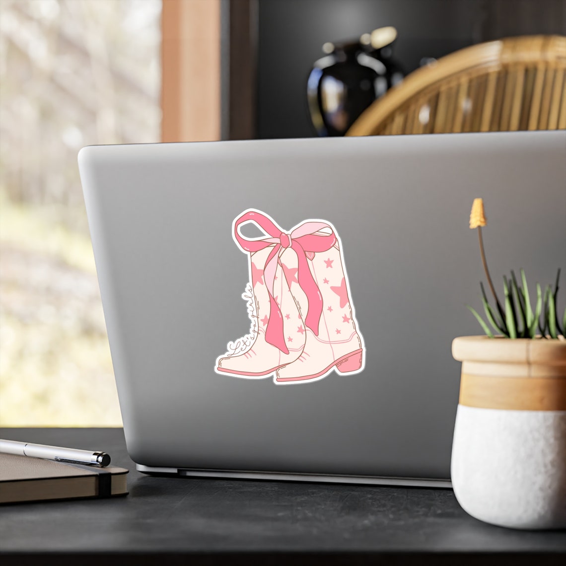 Pink Rodeo Decals Cowgirl Boots Rodeo Pink Pastel Sticker Laptop Phone Decal Kindle ...
