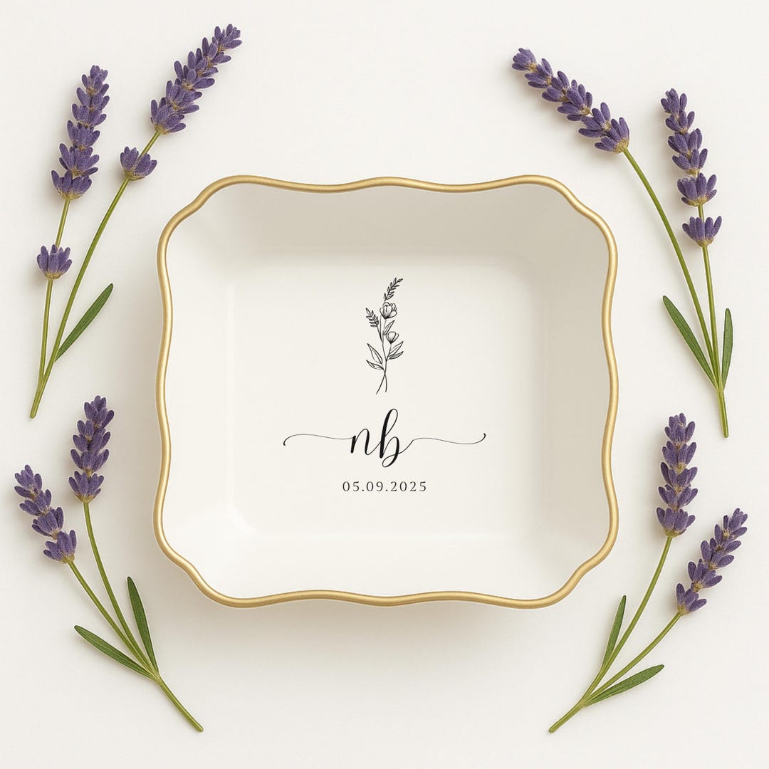 Personalized Ceramic Ring Dish With Initials & Date – Custom Jewelry ...