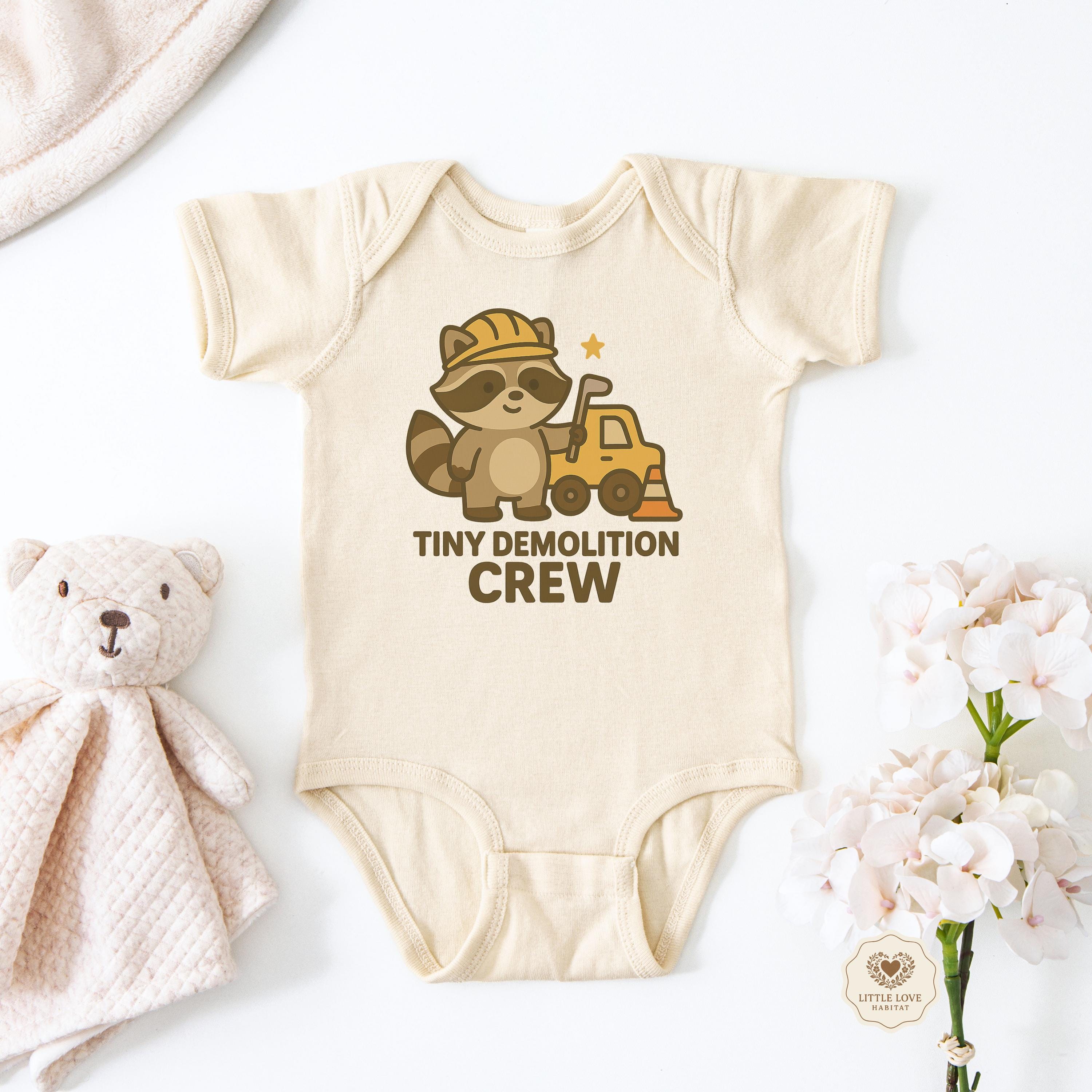 Kid Crew Raccon Tiny Demolition Crew Raccoon Onesie® | Cute Construction Baby Bodysuit ...