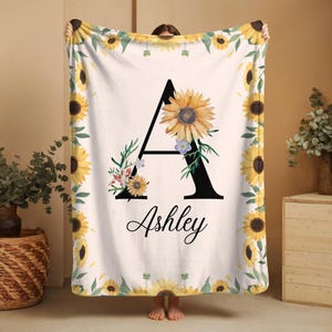 Cobertor de letras personalizado, cobertor de monograma para meninas, presente para filha, sobrinha, minimalista, presente, mantas com letras iniciais de bebê para mãe