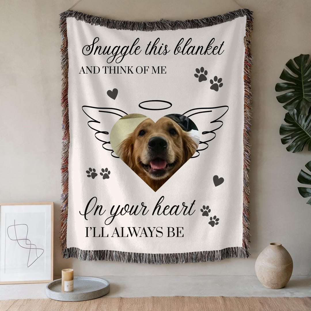 Personalized Pet Photo Blanket: Custom Dog Memorial Gift, Made in USA ...