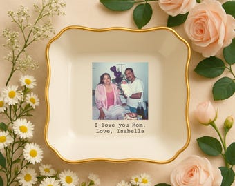 Custom Photo Ceramic Trinket Tray: Personalized Jewelry Dish, Mom Gift