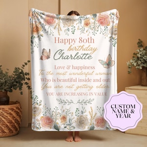 Presentes personalizados de 80º aniversário para mulheres - Cobertor - Melhores presentes para mulheres de 80 anos - Presentes de aniversário de 1945 para mulheres - Presente de 80º aniversário