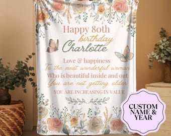 Personalized 80th Birthday Gifts for Women Blanket - Best Gifts for 80 Year Old Woman - 1945 Birthday Gifts for Women - 80th Birthday Gift