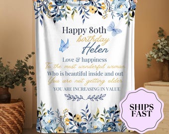 Personalized 80th Birthday Gifts for Women Blanket - Best Gifts for 80 Year Old Woman - 1945 Birthday Gifts for Women - 80th Birthday Gift
