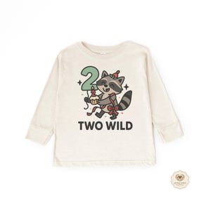 Zwei wilde Geburtstag Shirt, Waschbär Shirt für Kleinkind Jungen oder Mädchen zweiten Geburtstag Outfit, zwei wilde Party Top, niedlichen Tier Geburtstag