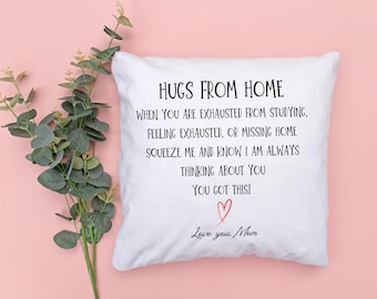Personalized Hugs From Home Pillow: College Dorm Decor