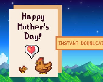Karta na Dzień Matki w Stardew Valley, Brązowe Kurczaki, mama, prezent, karta, miłość, święta, SDV