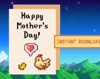 Karta na Dzień Matki Stardew Valley, Kurczaki, mama, prezent, karta, miłość, święta, biały kurczak, SDV