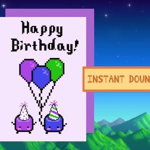 Stardew Valley Junimo Geburtstagskarte, Digital download, printable, SDV