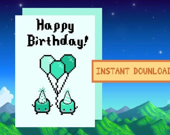 Stardew Valley Junimo Biglietto di auguri di compleanno, download digitale, stampabile, SDV