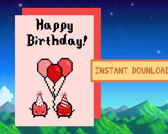Stardew Valley Junimo Biglietto di auguri di compleanno, download digitale, stampabile, SDV