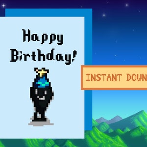 Stardew Valley Krobus Birthday Card, Digital download, printable, SDV