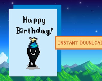 Stardew Valley Krobus Birthday Card, Digital download, printable, SDV