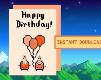 Stardew Valley Junimo Biglietto di auguri di compleanno, download digitale, stampabile, SDV