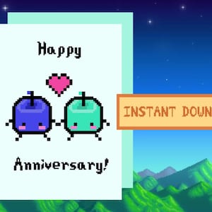 Carte d'anniversaire Junimo de Stardew Valley, téléchargement numérique, imprimable, SDV