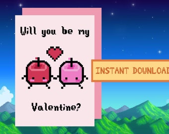 Stardew Valley Valentine's Day Card, Valentine Gift, card, love, holiday, gift, SDV, girlfriend