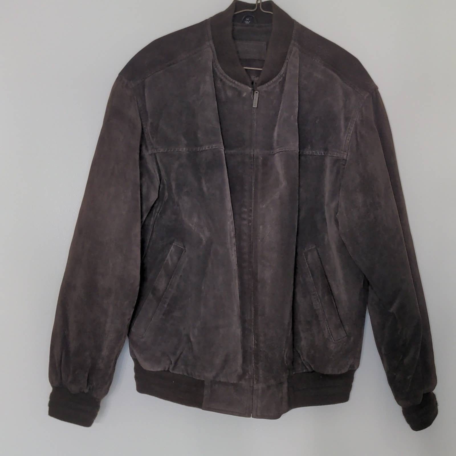 Vintage Brown Suede Leather Bomber Coat, Mens 90s Coat, 90s Retro 