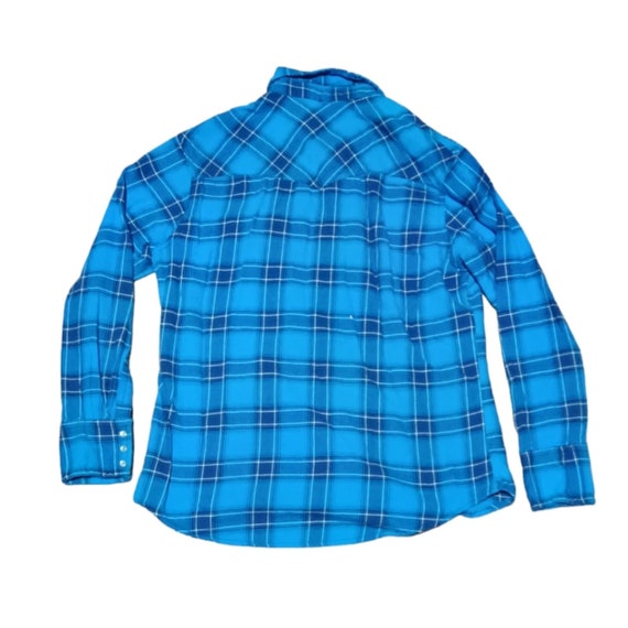 Wrangler Blue Plaid Pearl Snap Western Shirt Ranc… - image 2