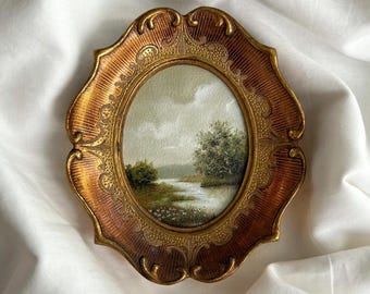 Original Oil Painting: landscape framed in vtg Italian frame, Antique Style Art
