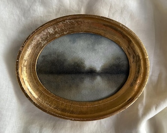 Bruma - Tonalism Oil Painting: Misty Landscape in Vintage Gilded Frame