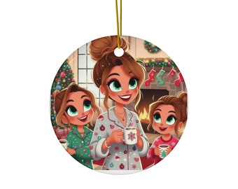 Pajama Party Christmas Ceramic Ornaments (1pc, 3pcs, 5pcs, 10pcs)