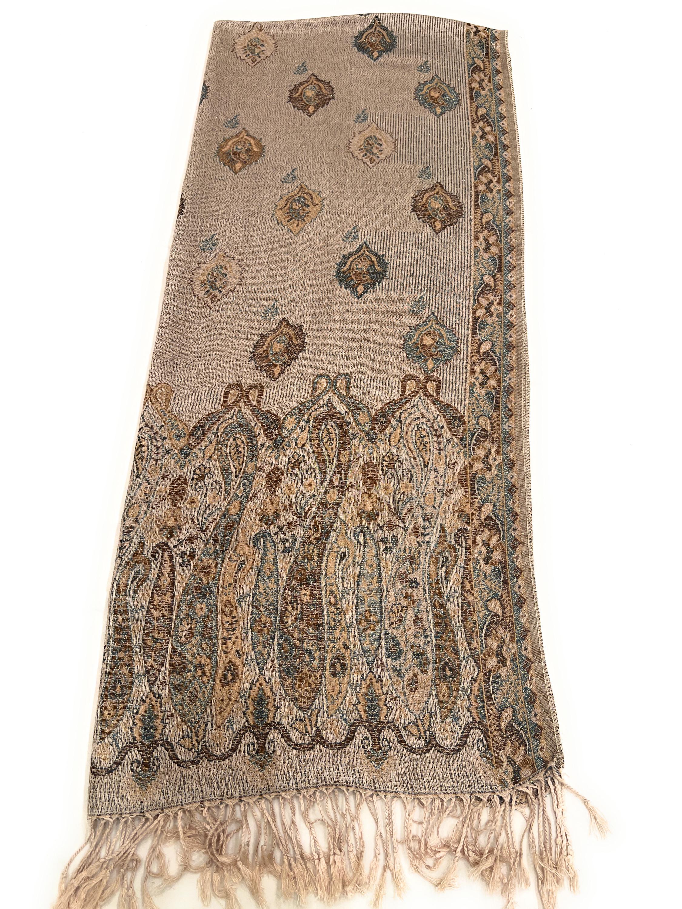 Antique Style Sparkling Beige and Blue Pashmina Shawl With Twinkling ...