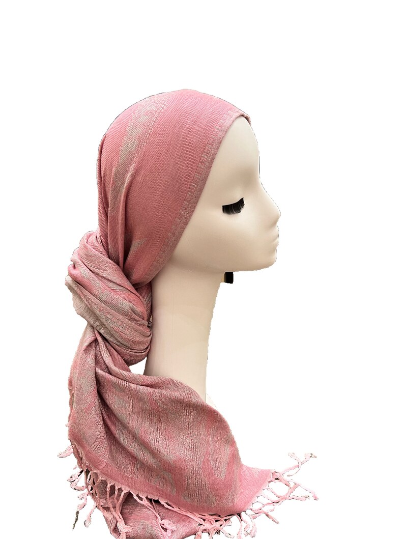 Beautiful worn as a head covering scarf.